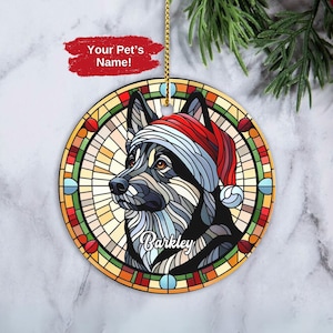 Custom Norwegian Elkhound Ornament, Personalized Norwegian Elkhound Keepsake, Dog Christmas Ornament, Norwegian Elkhound Owner Xmas Gift