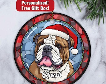 Custom English Bulldog Ornament, Personalized Bulldog Ornament, Dog Christmas Ornament, Old English Bulldog Owner Xmas Gift, Bulldog Owner