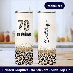70th Birthday Gifts for Women, Seventy Custom Tumbler, 70th Birthday Gifts, Personalized 70th Birthday Gift for Her, Glitter Cup, Seventieth