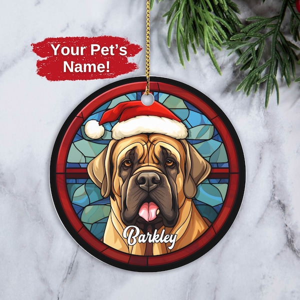 Custom English Mastiff Ornament, Personalized Mastiff Ornament, Dog Christmas Ornament, Bull Mastiff Owner Xmas Gift, Gift for Mastiff Owner
