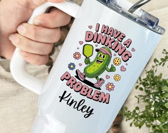 Pickleball 40oz Tumbler, Custom Pickle Ball Water Bottle, Pickleball Gift, Pickleball Tumbler, Pickleball Travel Cup, Pickleball Partner