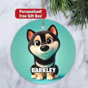 Custom Cartoon Shiba Inu Ornament, Animation Style Dog Portrait, Pet Caricature, Shiba Owner Gift, Personalized Dog Illustration Keepsake