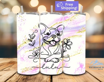 Personalized French Bulldog Owner Gift, Frenchie Travel Cup, Gift for Frenchie Mom, Custom French Bulldog Name Tumbler, Frenchie Travel Mug