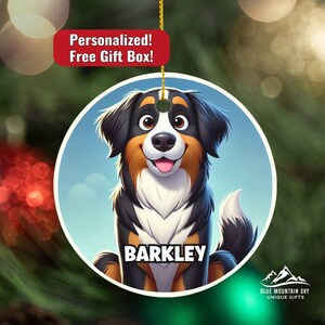 Custom Cartoon Bernese Mountain Dog Ornament, Animation Style Dog Portrait, Pet Caricature, Berner Owner Gift, Personalized Dog Keepsake