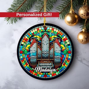 Personalized Pipe Organ Ornament, Pipe Organ Gift, Christmas Ornament, Pipe Organ Player Gifts, Stained Glass, Church Gift, Pianist Gift