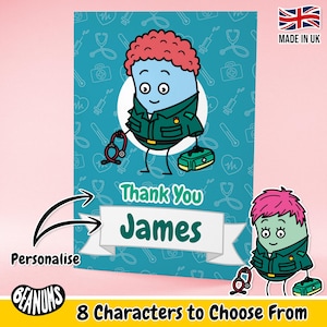 Tarjeta de felicitación paramédica personalizada. Regalo personalizado divertido y único de la AAP para el cuidado de la salud. Tarjeta de agradecimiento para el personal de emergencias médicas. Tarjetas de felicitación personalizables para ocasiones especiales.