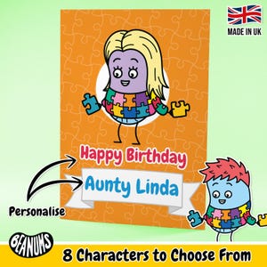 Personalised Jigsaw Puzzle Greetings Card. Fun Bean Unique Custom Gift. Jigsaw Lover Birthday. Customisable Occasion Greeting Cards Beanums.