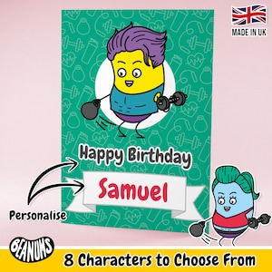 Cartão personalizado para entusiasta de academia. Presente personalizado com tema de fitness divertido. Cartão de agradecimento ao instrutor. Cartões de felicitações para ocasiões personalizáveis da Beanums