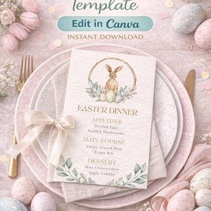 Editable Easter Dinner Menu Template | Elegant Spring Brunch (Digital Download)