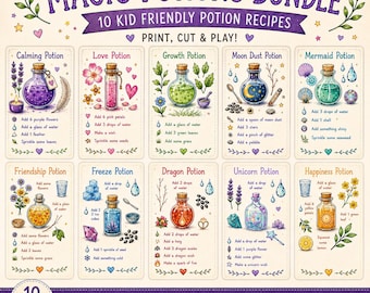 Fairy Potion Cards Printable for Kids | Magic Potion Recipe Bundle | Potion Play Cards | Nature Potion Activities | Imaginative Play