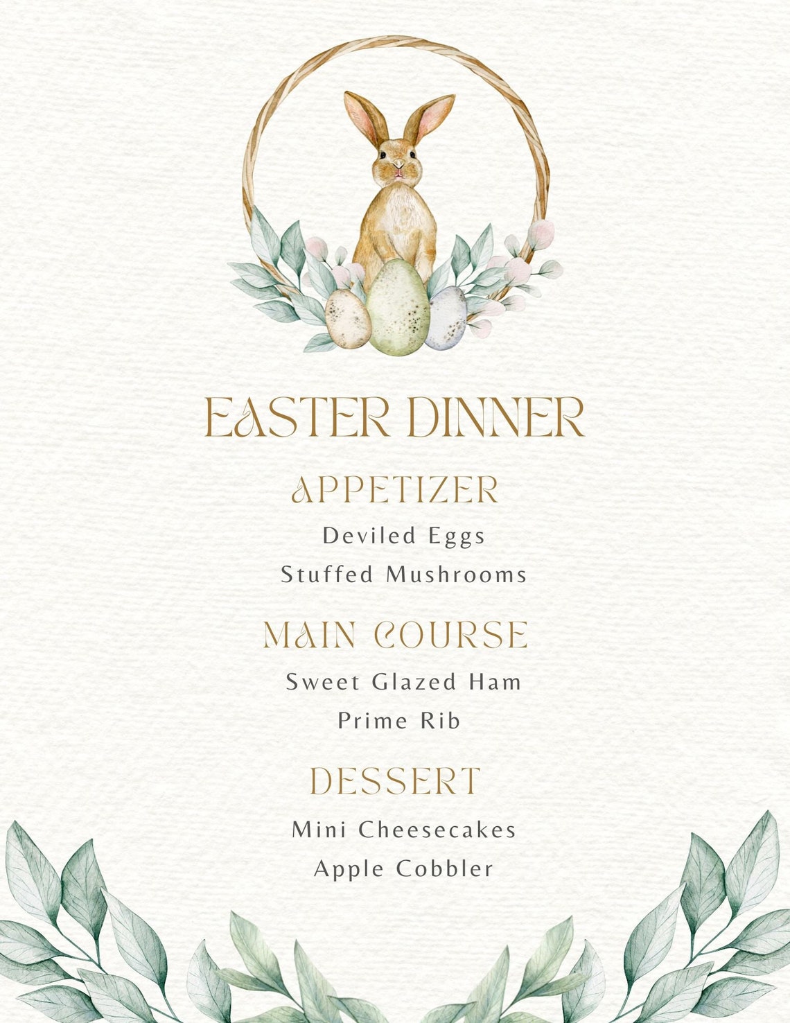 Editable Easter Dinner Menu Template | Elegant Spring Brunch (digital ...