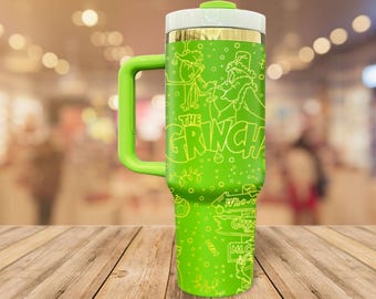 Grinch & Whoville 40oz Tumbler | Gold Engraving, Christmas Drinkware