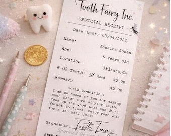 Editable Tooth Fairy Receipt | Personalized Lost Tooth Certificate (Canva Template)