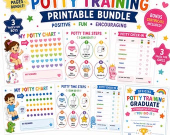 Potty Training Chart Printable, Montessori Sticker Chart, Toddler Responsibility Reward Chart, Toilet Training Bundle, Boy Girl