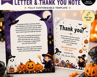 Halloween Switch Witch Letter & Thank you Card Digital Download