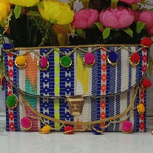 Female Multicolor Bridal Handcrafted Designer Evening Bag