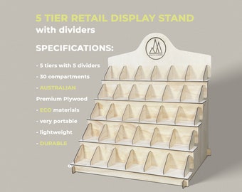 Wooden 5 Tier Soap Candle Pottery Display Stand - Market Display Stand - Market Shelving Unit - Portable Pop up Display Stand