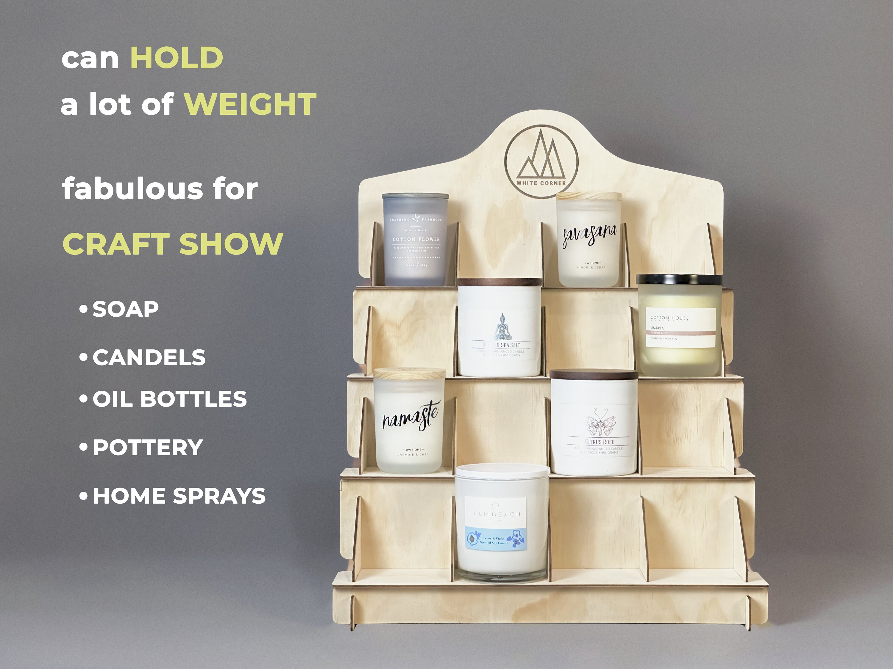 Wooden 4 Tier Retail Display Stand Candle Display Stand Soap Display