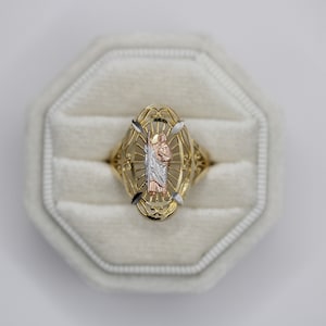 14k Three Tone Real Gold Saint Jude Oval Shaped Ring / San Judas