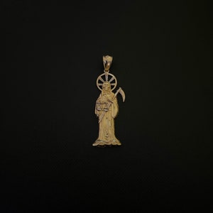 14k Gold Santa Muerte pendant