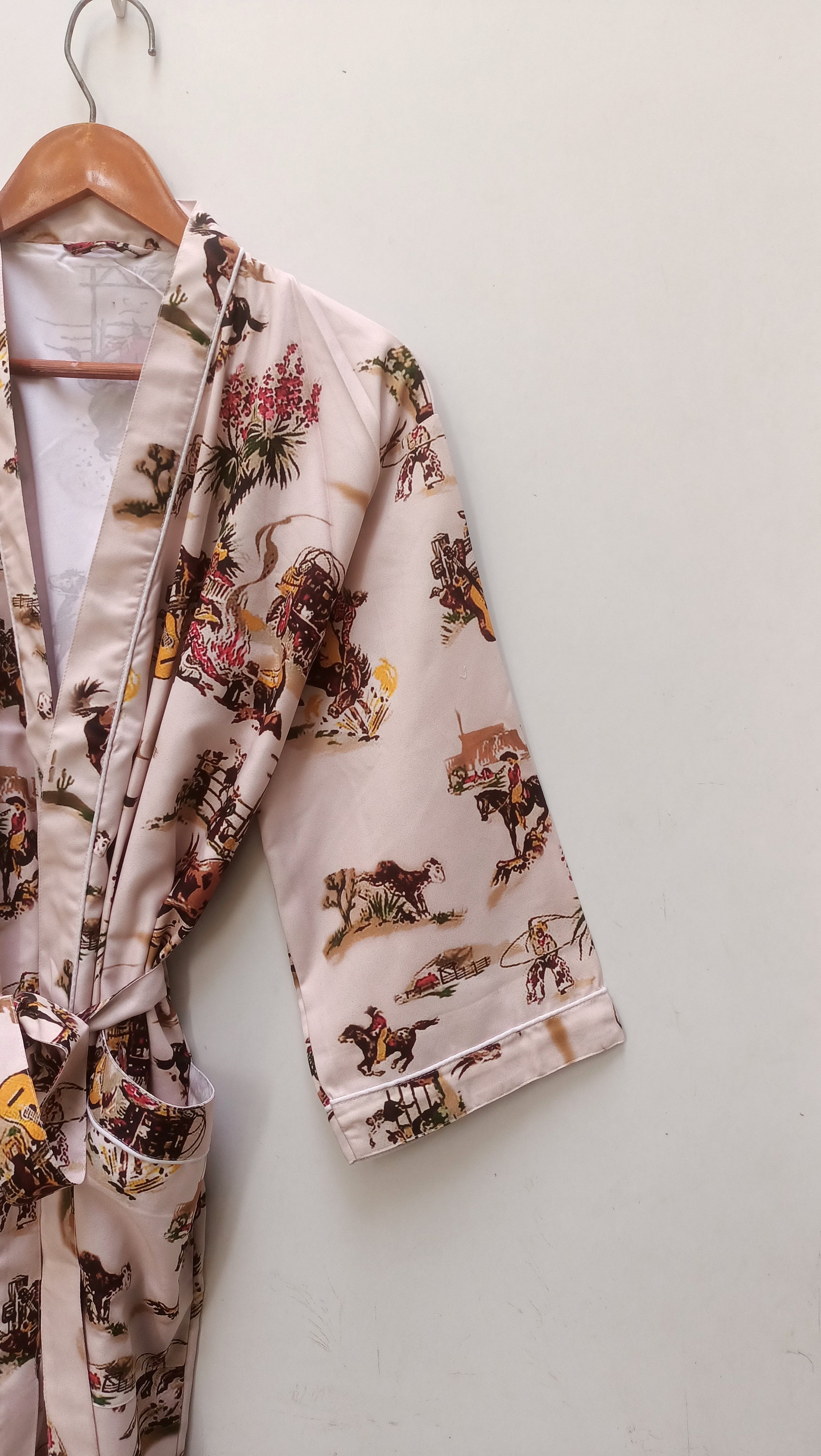 Cowboy Print Cotton Kimono Robe: Soft Boho Bath Robe - Etsy