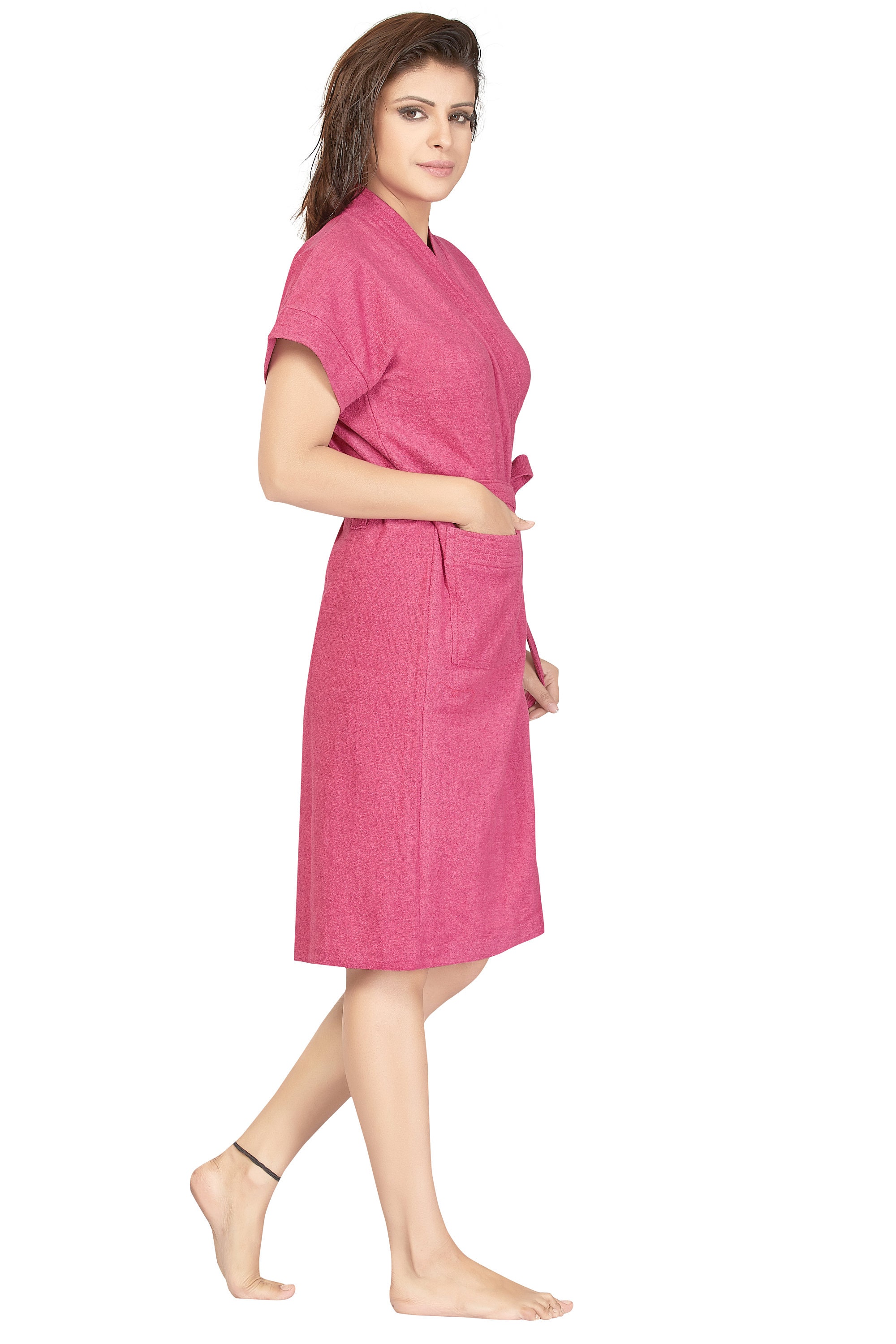 Kimono Peignoir Femme Unisexe En Coton Turc - Rose Taille XL - Neuf Avec étiquettes