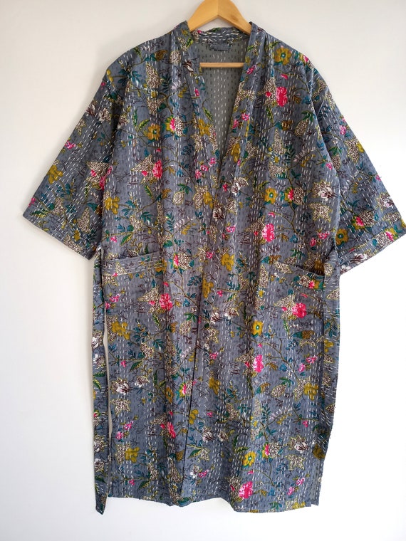 花柄カンタキルトコットンジャケット：インド風着物ローブ - Etsy 日本
