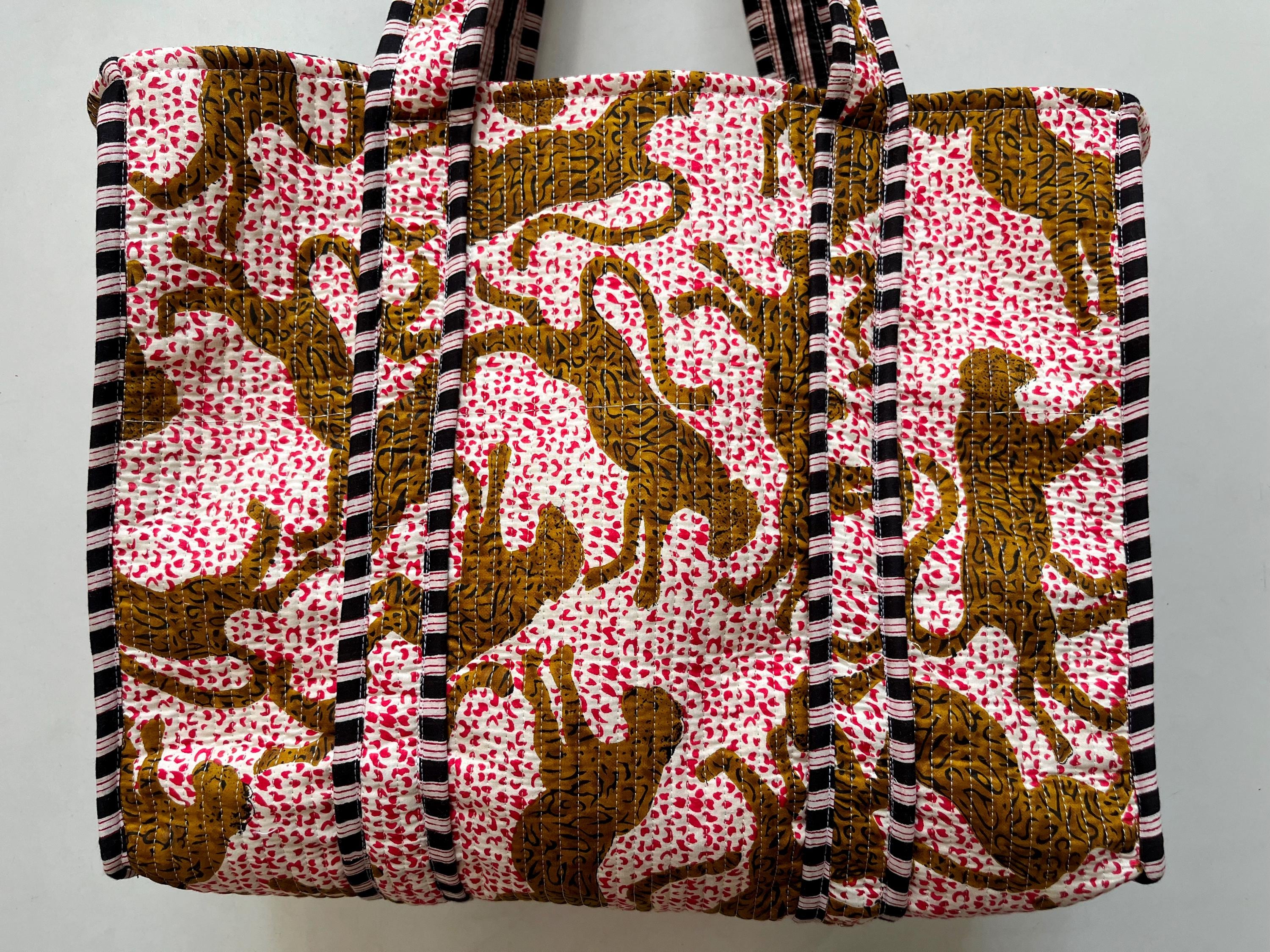 Leopard Print Cotton Quilted Tote Bag: Handmade Shopper - Etsy