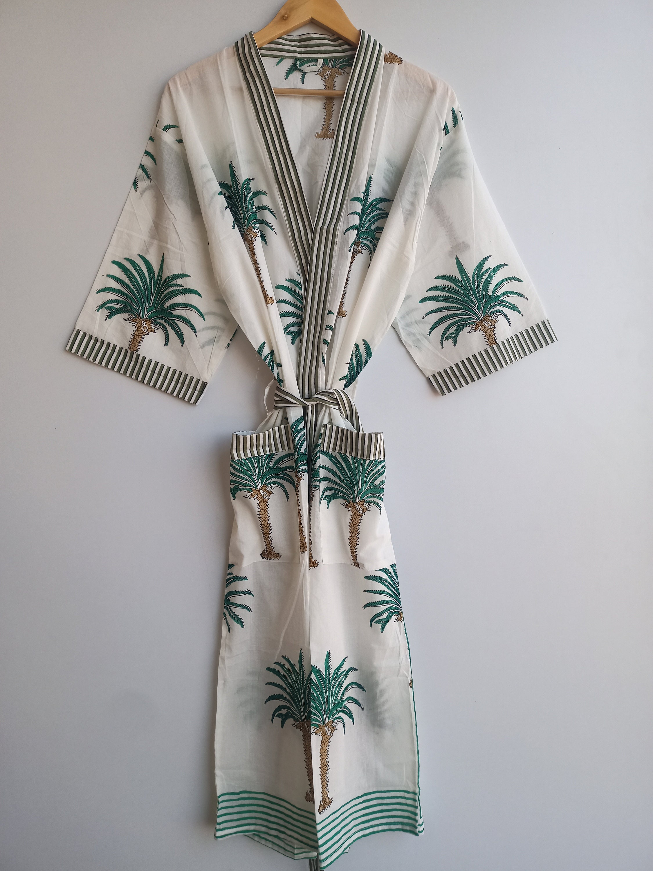 Palm Trees Bath Robe - Unisex - 100% Cotton Palm Trees Bath Robe - Unisex - 100% Cotton
