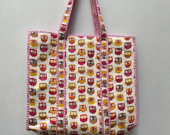 Handbedruckte gesteppte Baumwolltasche: Einkaufstasche, wendbar, Einkaufstasche