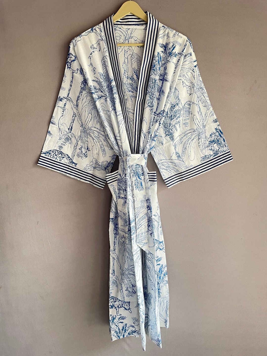 【新品未開封・送料無料】 Kimono, Cotton Leopard Blue Lightweight for Kimono Cotton, Clothing