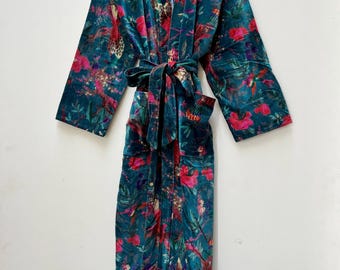 Peignoir kimono en velours : tissu coton banian, glands, inspiration OFMD