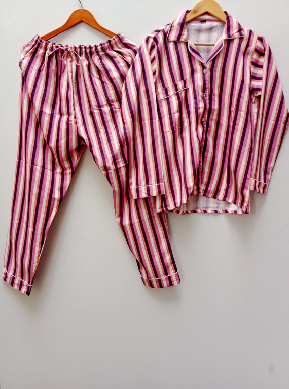 Bridesmaids PJ Set striped Printed Cotton Pajama Set ladies Night Suit Striped Pajama Set woman s Sleepwear loose Clothing Multicolour Etsy UK