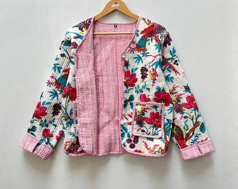 Block Printed Quilted Jacket: Handmade Indian Boho Coat