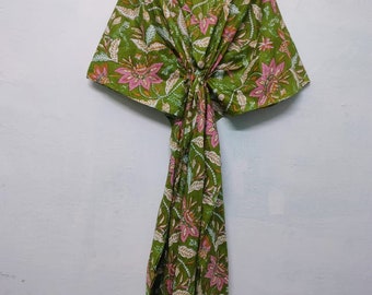 Caftan en coton, caftan indien à fleurs, caftan long, robe pour future maman, tenue de plage, vêtements de nuit, caftan indien, robe longue, bikini dissimulé