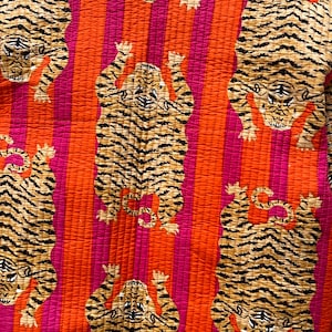 Tiger Print Quilted Cotton Jacket - Orange main image 1