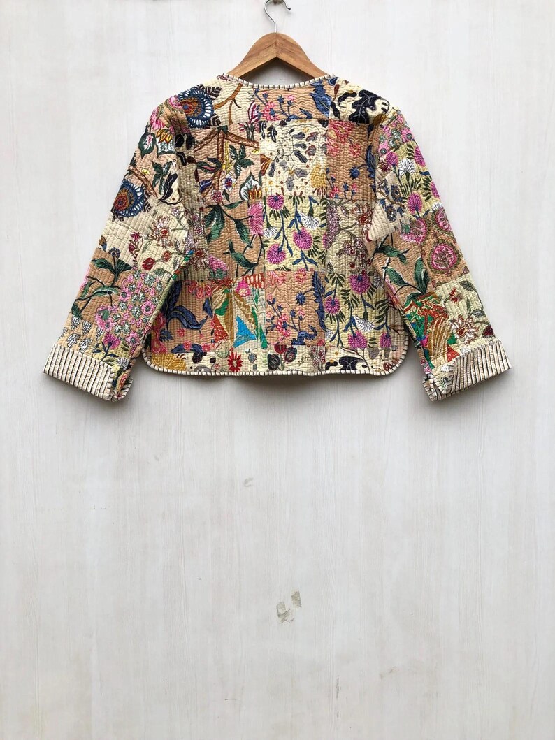 Veste Réversible Femme Matelassée - Coton Imprimé Bloc Indien - Fait Main En Inde - Taille XS-XXL