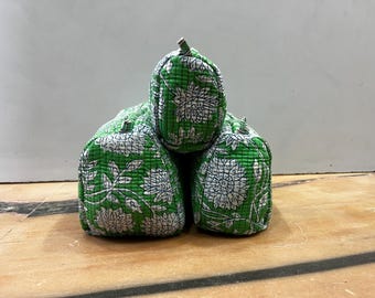 Quilted Cotton Wash Bag Set: Block Printed Waterproof Toiletry Bags