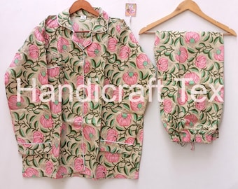Set pigiama in cotone con stampa floreale: pigiama da donna in stile boho