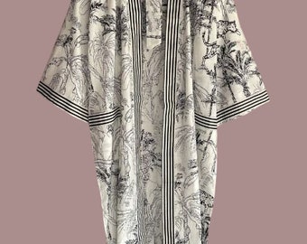 Robe de chambre kimono en coton, robe de demoiselle d'honneur à imprimé bloc, vêtements de nuit d'été, peignoir de bain pour la mariée, peignoir kimono en coton doux et léger,