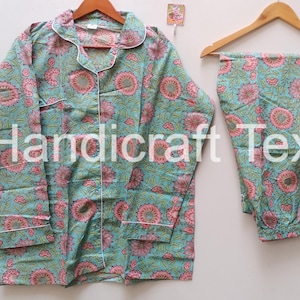 Handmade Floral Cotton Pajama Set: Jaipur Print PJs