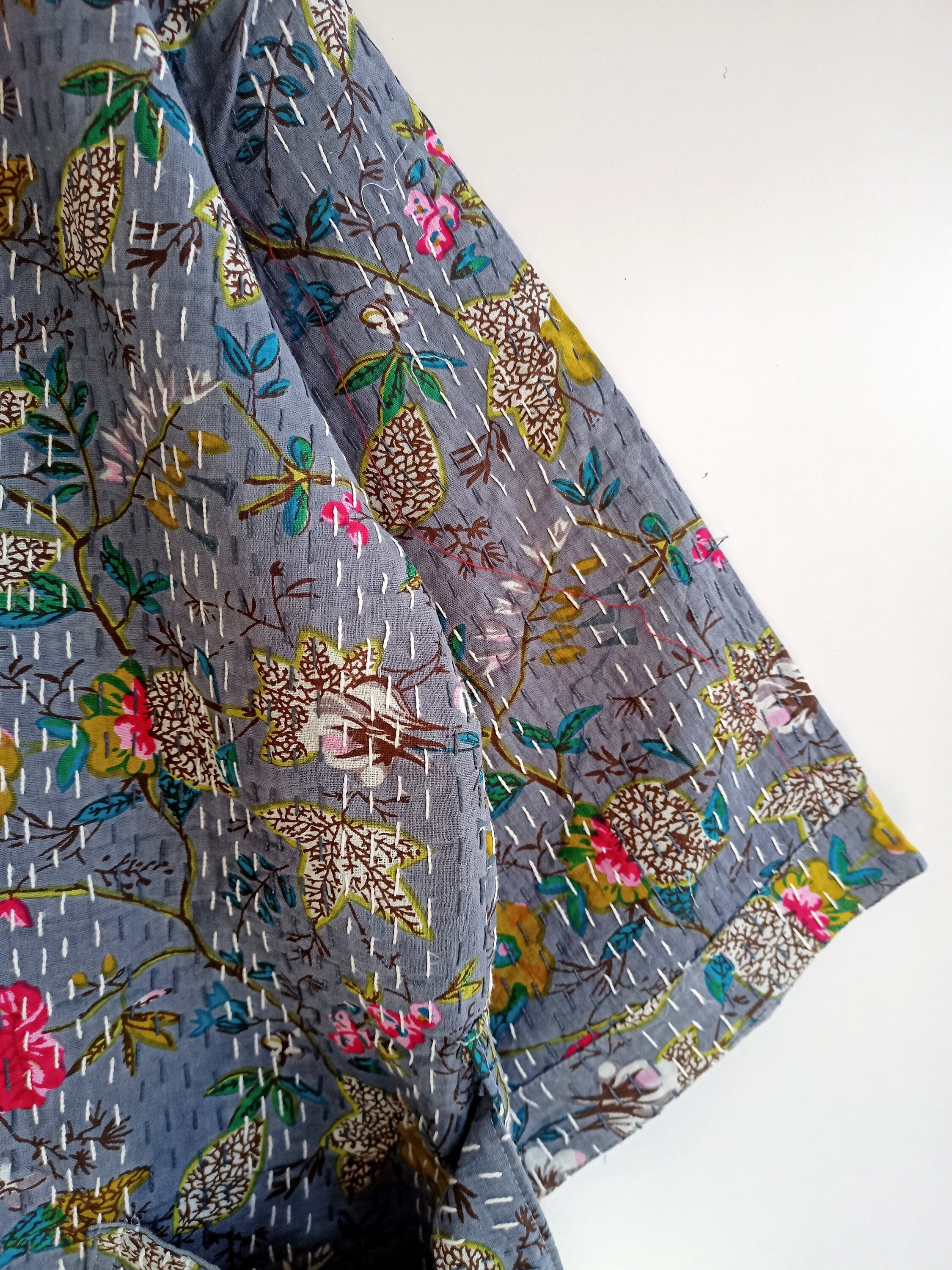 花柄カンタキルトコットンジャケット：インド風着物ローブ - Etsy 日本