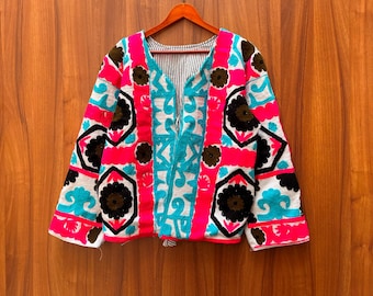 Handmade Suzani Jacket: Embroidered Short Coat, TNT Fabric