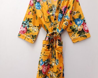 LIVRAISON EXPRESS - Robes kimono en coton, kimono imprimé floral, robes de bain douces et confortables, robe portefeuille, robe de manteau de maison, peignoir de demoiselle d’honneur