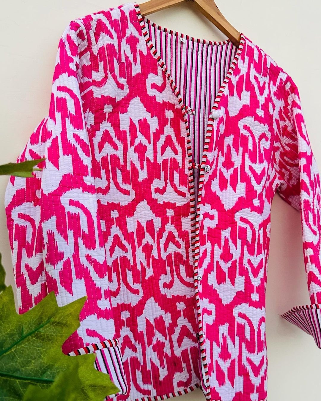 Ikat Quilted Cotton Jacket: Handmade Bohemian Winter Coat