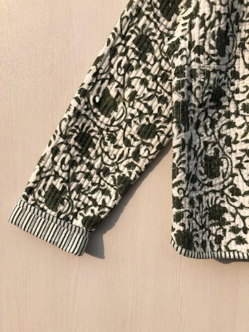 Katoenen dames gewatteerde jas blok bedrukt Boho stijl gewatteerde handgemaakte jassen, jas vakantie geschenken knop dichter jas voor vrouwen geschenken afbeelding 6