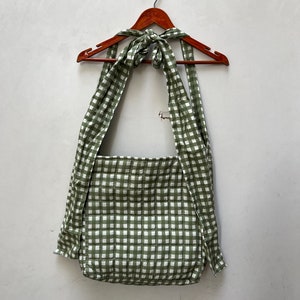 Schleife Einkaufstasche, Leinen Tsuno Tasche, große Leinen Einkaufstasche in benutzerdefinierter Farbe, wiederverwendbare Aufbewahrungsknotentasche, Schultertasche, verstellbare Umhängetasche