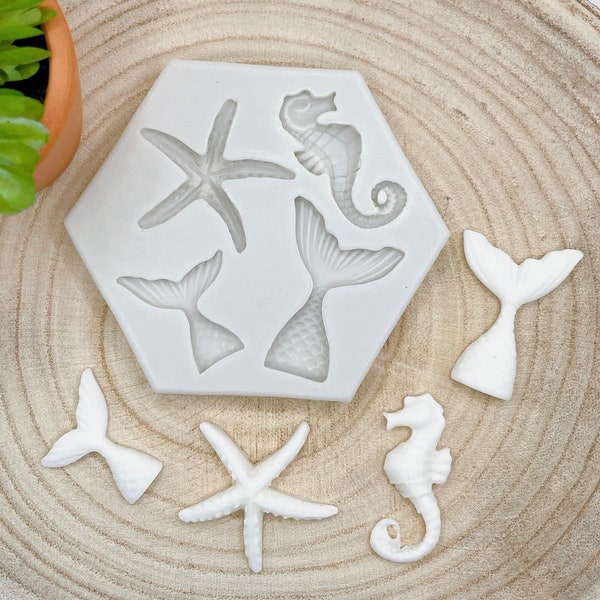 Mermaid Silicone Mold Meerjungfrau Seestern Silikonform zum Dekorieren von Torten, for Cake Decorating and Crafting