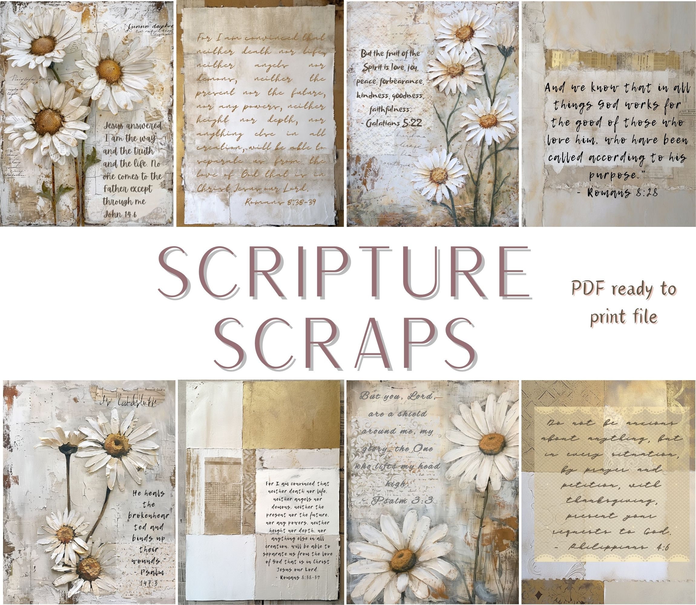 Bible Scripture Scraps, Bible Journaling Printable Card Inspirational ...