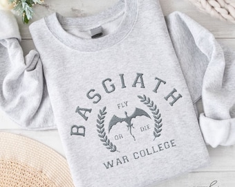 EMBROIDERED Basgiath War College Sweatshirt, Fourth Wing Shirt, Dragon Rider, Rebecca Yorros, Fourth Wing, Violet Sorrengail, Bookish Shirt